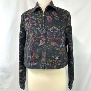 DICKIES Reworked Eisenhower Jacket Cropped Paisley Bandana Print Women M Utility